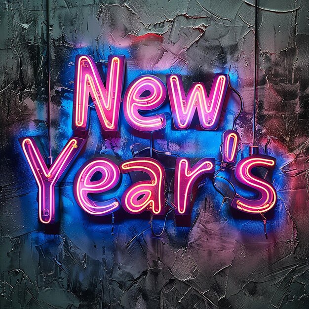 Neon New Years Sign in Gritty and Grungy Style