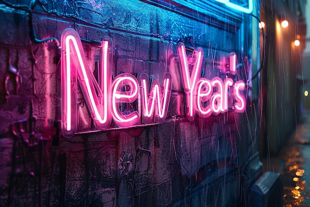 Neon New Years Sign in Gritty and Grungy Style