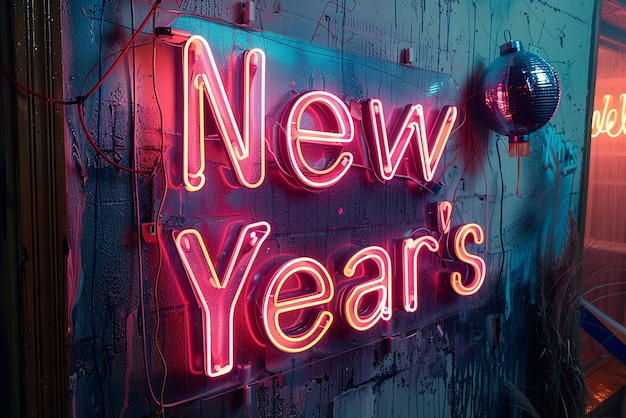 Neon New Years Sign in Gritty and Grungy Style