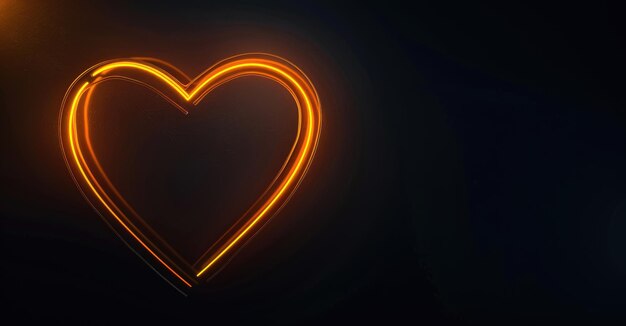 Photo neon orange heart on black background glowing light ai generated