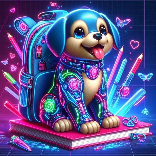 Neon Paws The Joyful Cybernetic Puppy