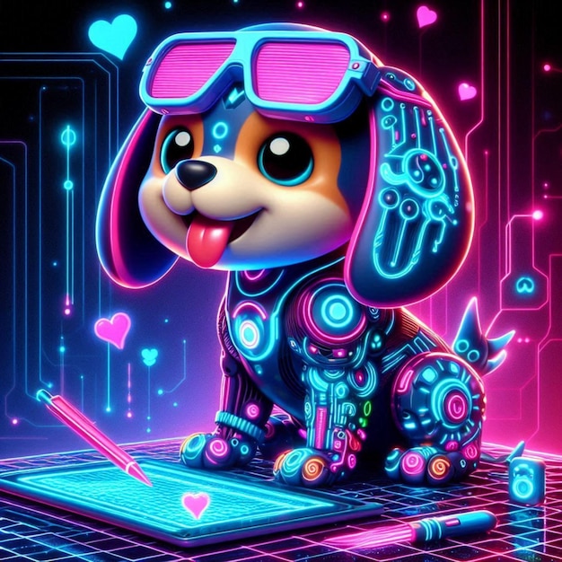 Neon Paws The Joyful Cybernetic Puppy