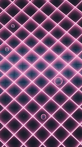 Photo neon pink grid pattern futuristic background