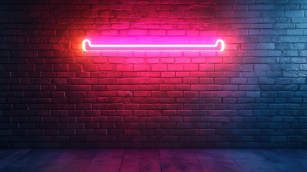 Photo a neon pink light illuminates a brick wall with a blue glow in the background