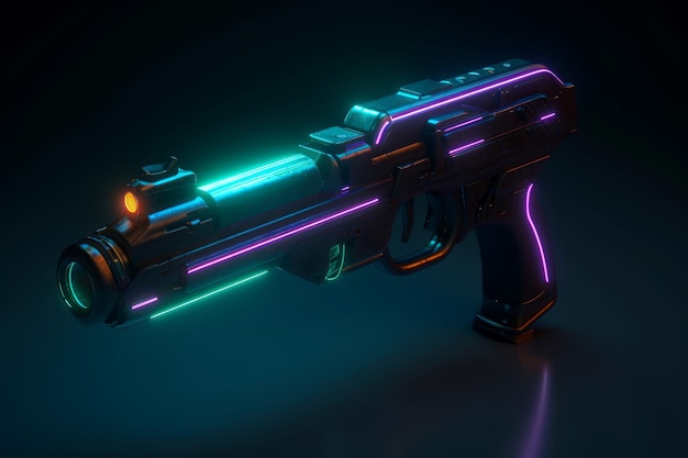 Neon pistol gun Generate Ai