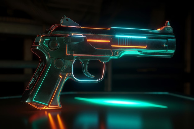 Neon pistol gun Generate Ai