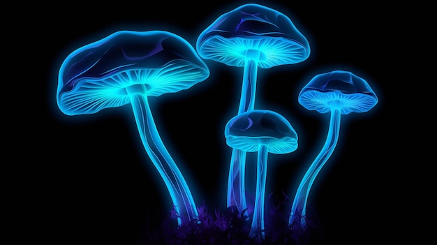 Neon psychedelic Generative AI psilocybin mushrooms