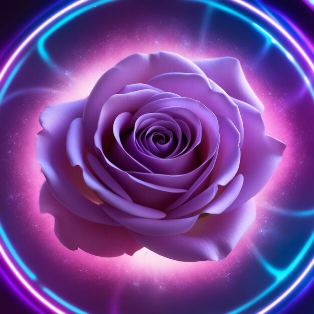 Neon purple rose closeup bright macro background