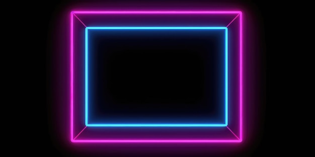 a neon rectangle with a black background