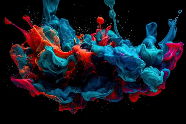 Neon Red And Blue Liquid Falling That Can Double As Smoke Design