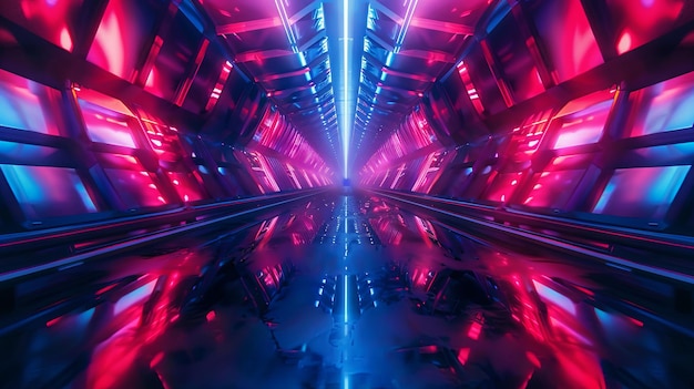 NEON Red Blue Tunnel Abstract Background