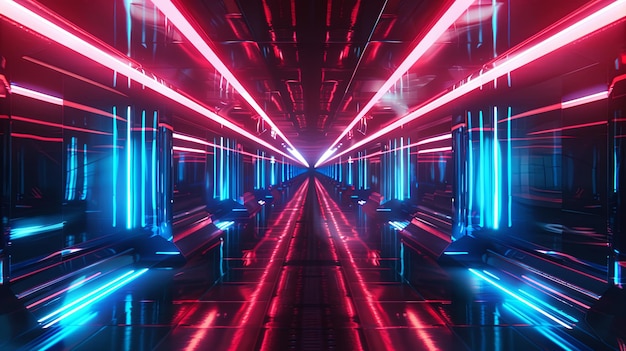 NEON Red Blue Tunnel Abstract Background