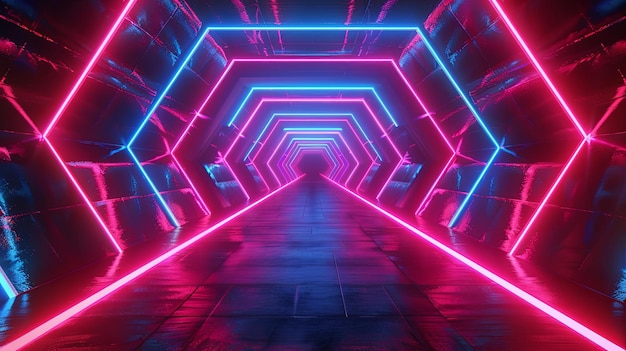 NEON Red Blue Tunnel Abstract Background