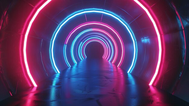 NEON Red Blue Tunnel Abstract Background