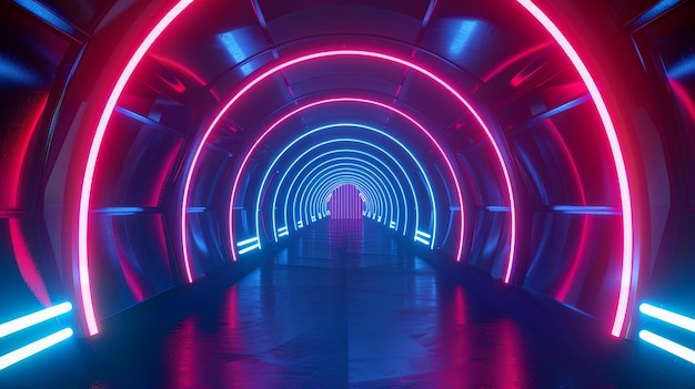 NEON Red Blue Tunnel Abstract Background