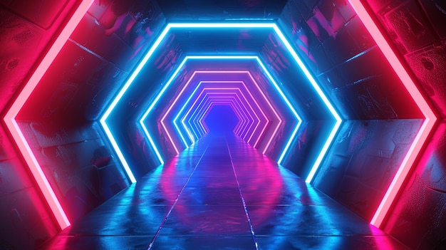 NEON Red Blue Tunnel Abstract Background