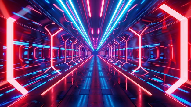 NEON Red Blue Tunnel Abstract Background