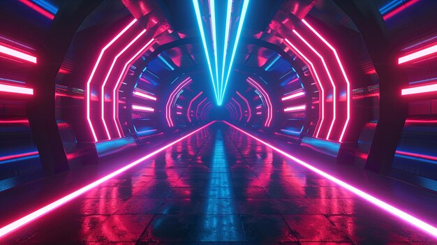 NEON Red Blue Tunnel Abstract Background