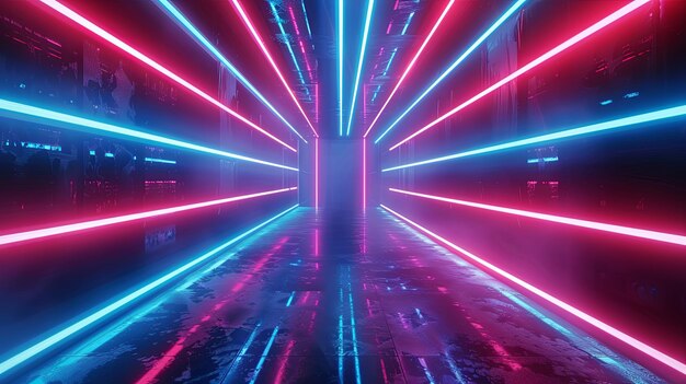 NEON Red Blue Tunnel Abstract Background