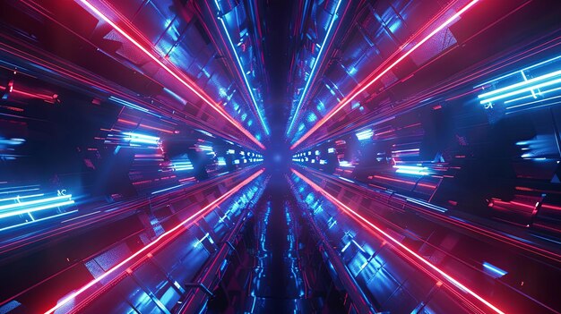 NEON Red Blue Tunnel Abstract Background