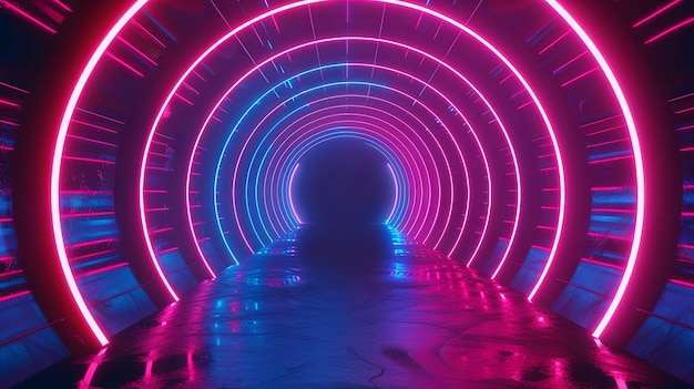 NEON Red Blue Tunnel Abstract Background