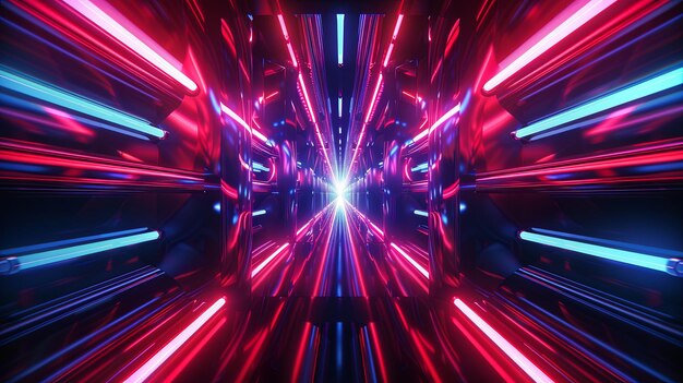 NEON Red Blue Tunnel Abstract Background