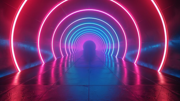 NEON Red Blue Tunnel Abstract Background