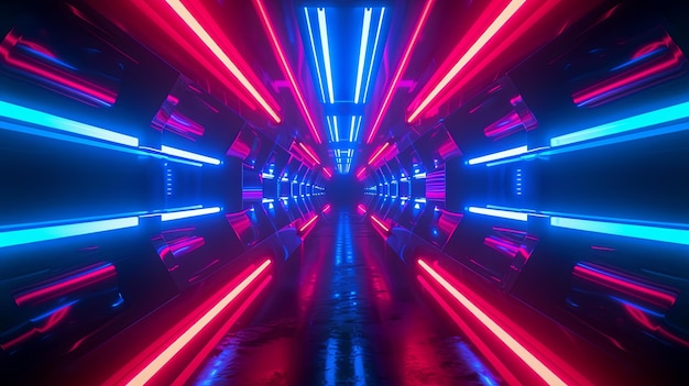 NEON Red Blue Tunnel Abstract Background