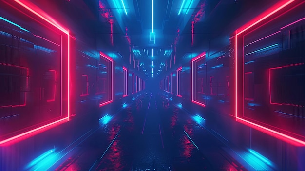 NEON Red Blue Tunnel Abstract Background