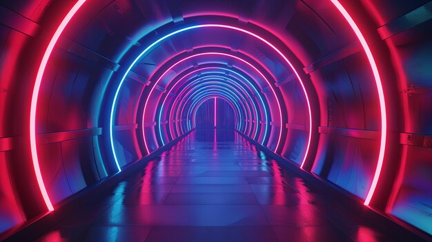 NEON Red Blue Tunnel Abstract Background