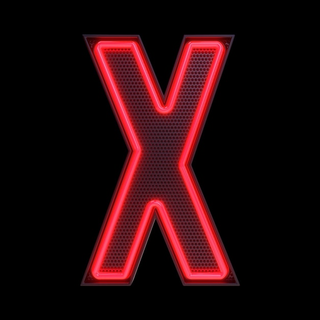 Neon retro Light Alphabet letter X isolated on a black background with Clipping Path 3d illustration