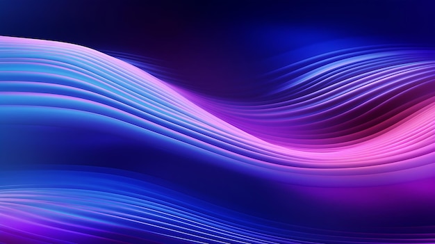 Neon ripple texture Defocused glow Iridescent wave Blur purple blue fluorescent c Generative AI