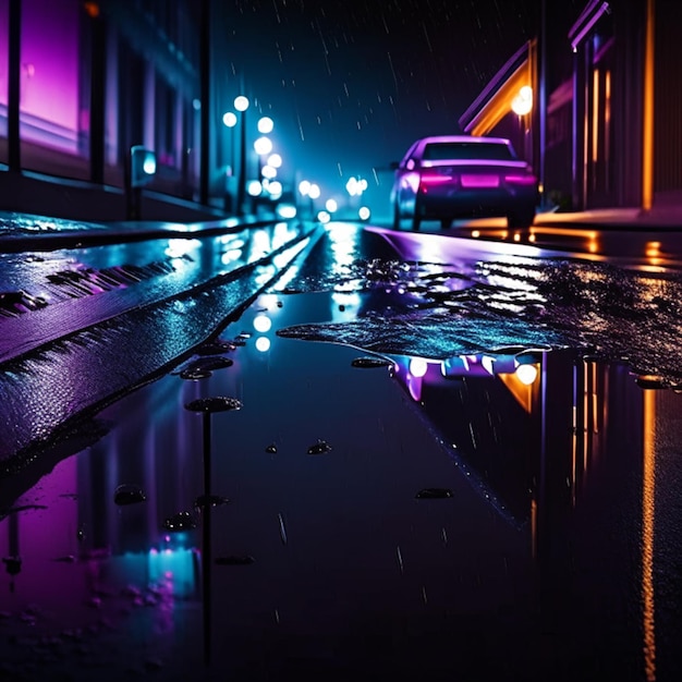 Neon road atmosphere street cyberpunk retro wave city urban background