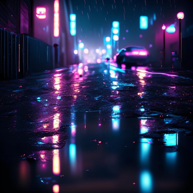 Neon road atmosphere street cyberpunk retro wave city urban background