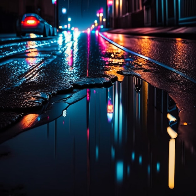 Neon road atmosphere street cyberpunk retro wave city urban background