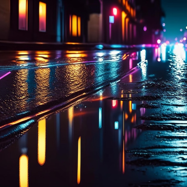 Neon road atmosphere street cyberpunk retro wave city urban background