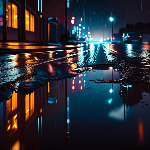 Neon road atmosphere street cyberpunk retro wave city urban background