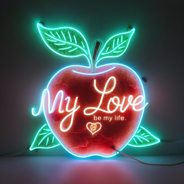 Neon romantic love apple ai generated