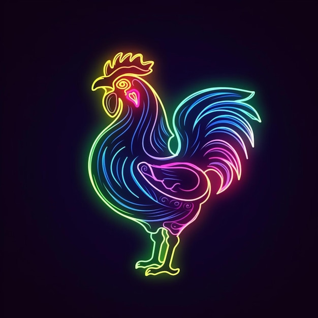 neon rooster