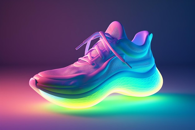 A neon shoe that says neon on it