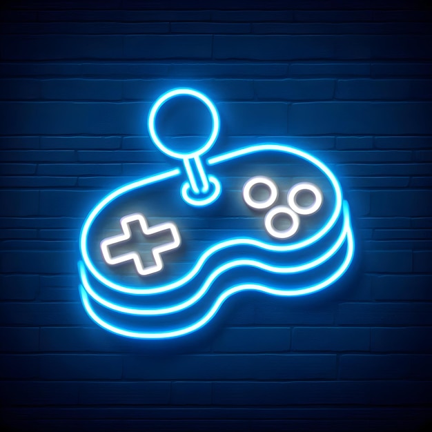 A neon sign of a classic arcade game joystick appealing to gaming enthusiasts isolated on a plain