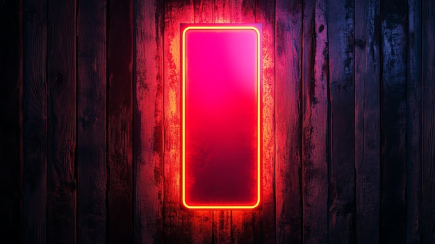 Photo neon sign on dark wooden wall