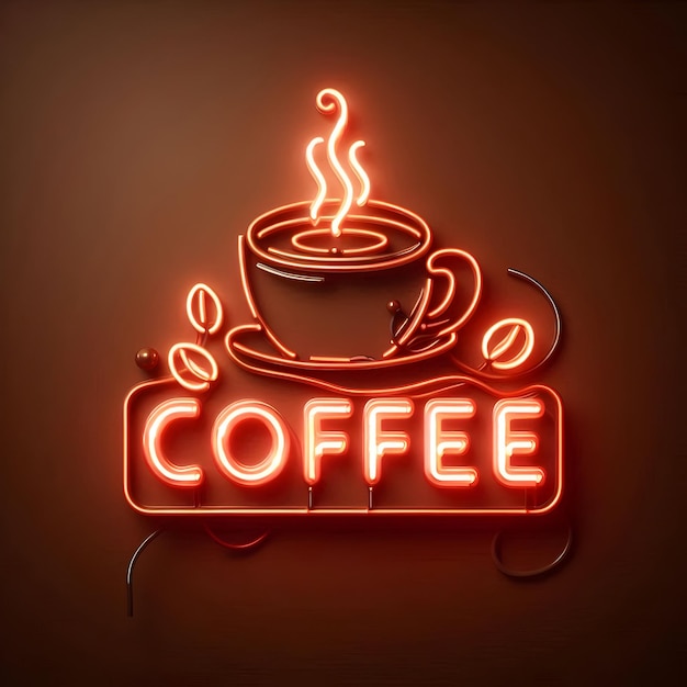 A neon sign spelling out Coffee attracting caffeine enthusiasts to a cozy caf isolated on a pla