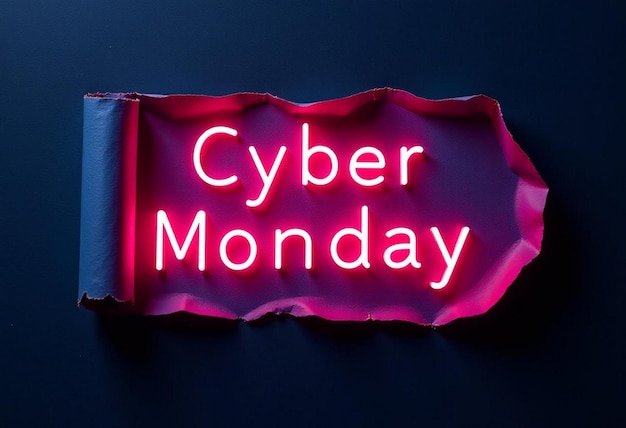 Photo a neon sign that says cyber monday on it