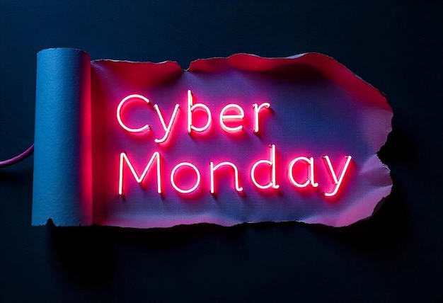 Photo a neon sign that says cyber monday on it