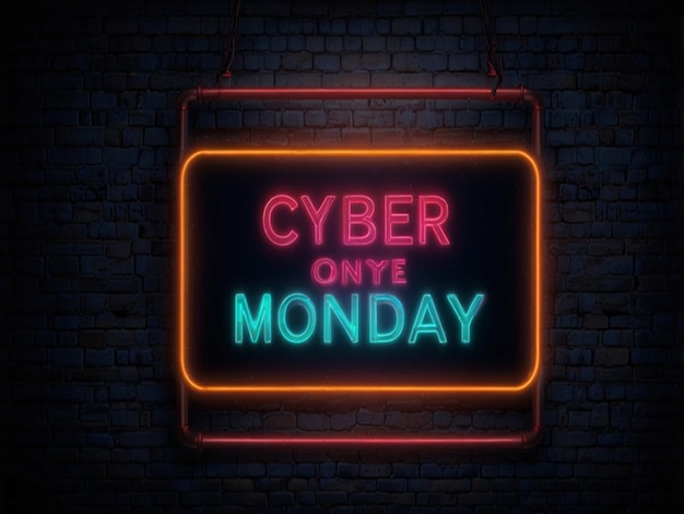 Photo a neon sign that says cyber monday on it