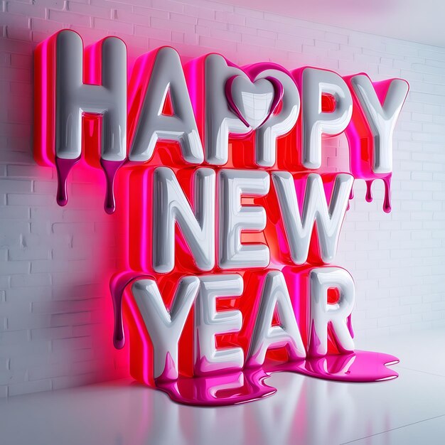 Photo a neon sign that says happy new year on it