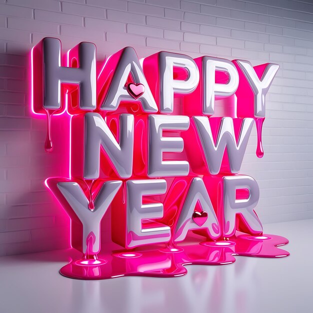 Photo a neon sign that says happy new year on it