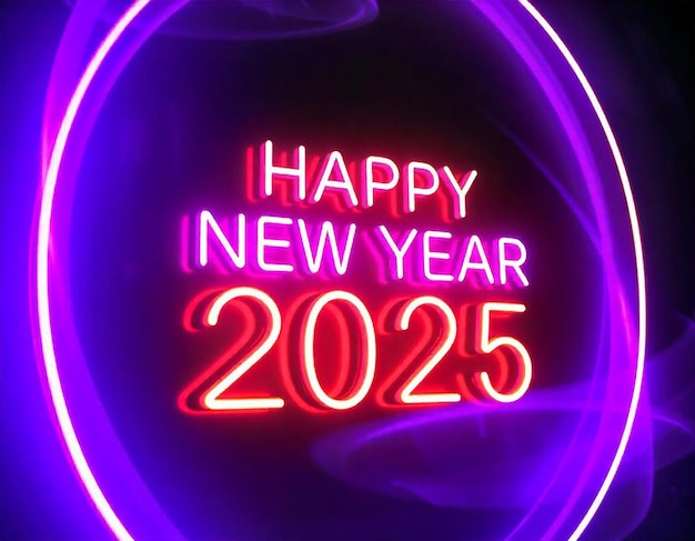 Photo a neon sign that says happy new year on it