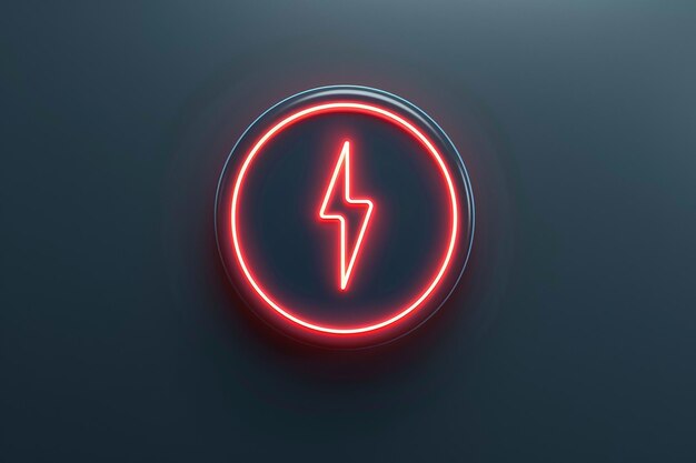 a neon sign that says lightning and a black background